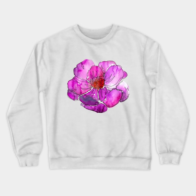 Watercolor peonies pink spring girly fuchsia magenta Crewneck Sweatshirt by ArtInPi